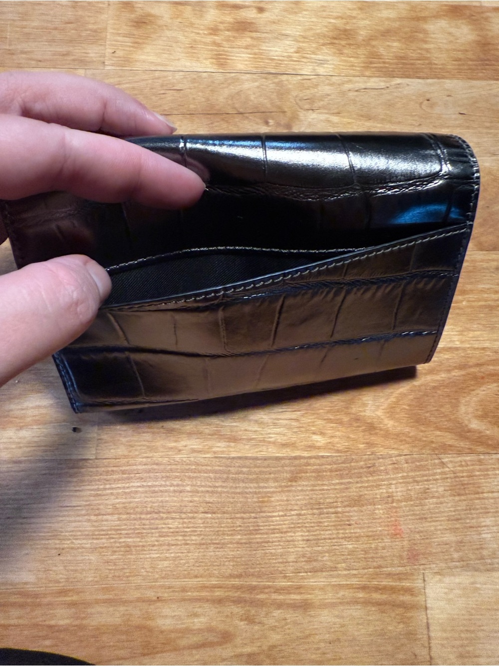 Coach Black Croc-Embossed Turn-Lock Wallet - Picture 8 of 8